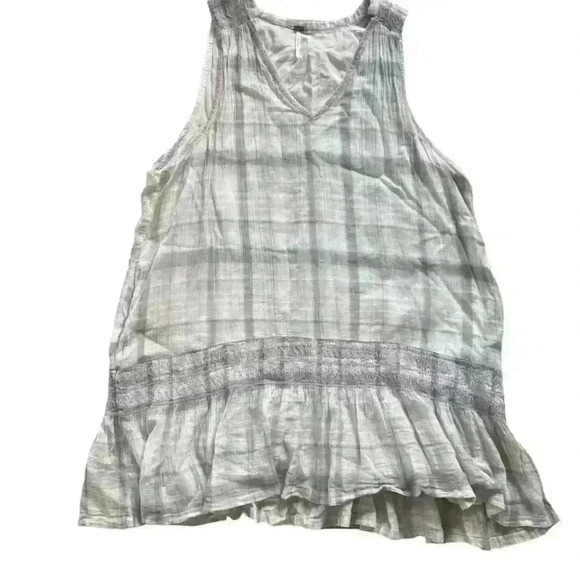 Free People Gauzy Sleeveless Dress Size Small Light Purple Green Plaid Casual - Picture 5 of 10